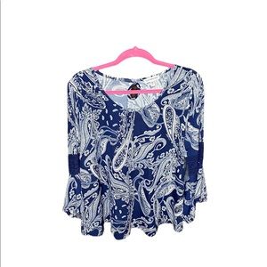 Navy and White Blouse